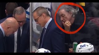 Canucks superfan Piero Manetta on his fame in Canucks fandom, sitting behind the opposition's bench