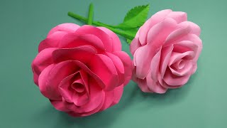 Very Easy and Beautiful Paper Flower Rose Making - DIY Flowers Rose - Handmade Paper Roses