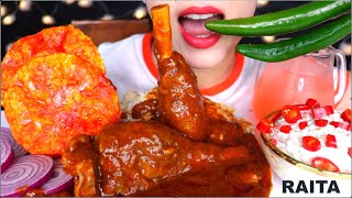 ASMR EATING SPICY LAMB SHANK CURRY RENDANG, CHILLI, ONION, RAITA, JUICE MUKBANG  咀嚼音 먹방