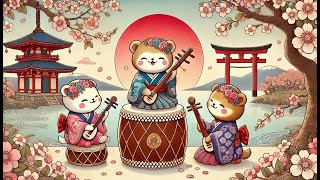 Japanese Shamisen 三味線 Under the Cherry Blossoms🌸【喵獸戲畫】Relaxing Background Music for Working or Study