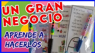 Cómo decorar LAPICEROS para negocio // BOLÍGRAFOS con hilo y figuras // Pens decorated with thread
