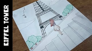 How to draw a Scenery of Girl and Eiffel Tower | Easy Drawing | Pencil Art | Aasi Kook Sketchbook