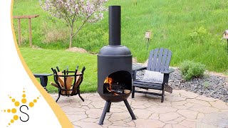 Sunnydaze 5-Foot Outdoor Fire Pit Chiminea - Black-RCM-LG765