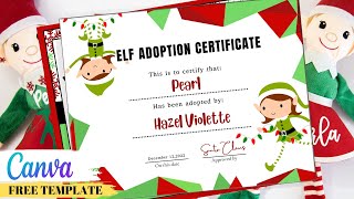 DIY Christmas Elf Adoption Certificate with Canva and FREE Templates | Customized Dollar Tree Elves