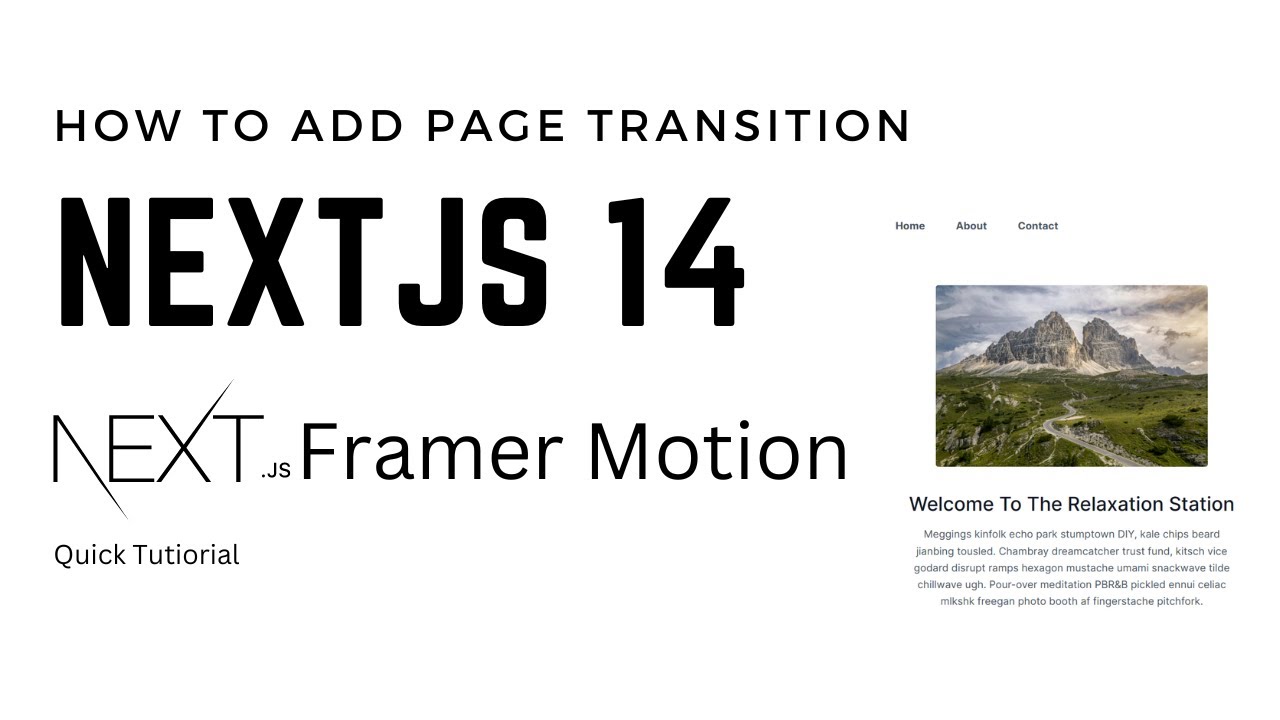 How To Add Page Transitions In Nextjs 14 Using Framer Motion Quick