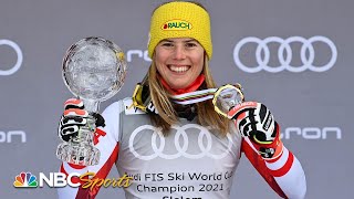 Katharina Liensberger wins slalom World Cup Finals, Mikaela Shiffrin takes second | NBC Sports