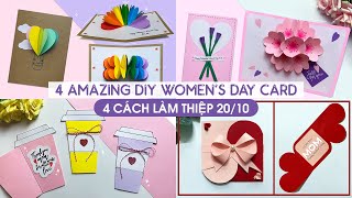 4 AMAZING DIY WOMEN'S DAY CARD / HANDMADE EASY CARD TUTORIAL / GREETING CARD / SAM ART & CRAFT