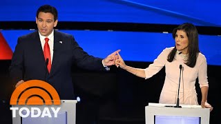 Haley and DeSantis clash in Iowa debate with Trump absent
