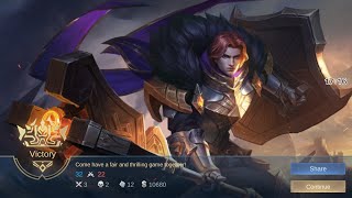 MLBB Tigreal game play exp lane💫KDA 3/2/12 MLBB Tigreal best emblem 20241024 BuildTop1Global Tigreal