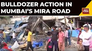 Mira Road Violence: Bulldozer Action On Illegal Shops In Mira Road Near Mumbai Days After Clash