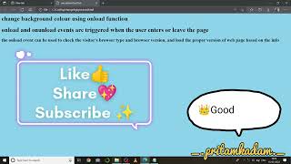Changing Background Colour Using Onload function in Javascript