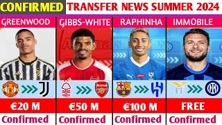 NEW CONFIRMED TRANSFERS AND RUMOURS SUMMER 2024.🔥ft..Greenwood,Gibbs-White,Raphinha