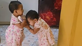Twin Baby Girls Fighting Over Baby Powder 😄