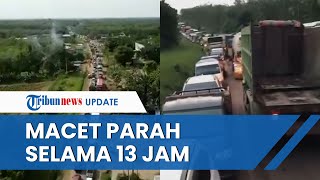 Penampakan Macet Parah di Jalintim Palembang Betung, Kendaraan Pemudik Tak Bergerak, 13 Jam Menanti