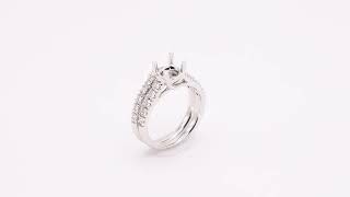 14K White Gold 0.56 CTW Natural Diamond Engagement Ring and Wedding Band Set