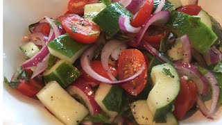 How to make cucumber tomato salad with a vinaigrette dressing