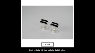 Black cufflinks, 925 silver cufflinks, Cufflink set, Handmade Baroque Shape Luxury Cufflinks, uni...