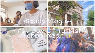 Study vlog• 6🌧 First day of Turkish School ✨ Taking exam🌿 + visiting cafes🫖+ meeting my friends🙏