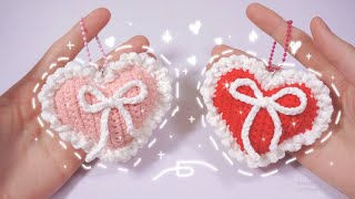 Crochet Cute Heart Keychain || Móc Dây Treo Trái Tim Cute Chuẩn Bị Lễ Valentine