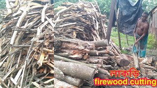 firewood cutting। tree cutting। কাঠের লাকড়ি খরি। লাকড়ি খরি কাটিং। গাছের ডালের লাকড়ি খরি।