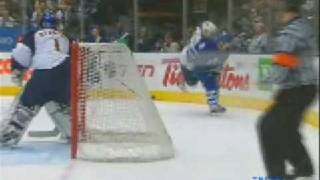Hedberg Makes a Great Save on Hagman  - Thrashers at Leafs - 30/12/08