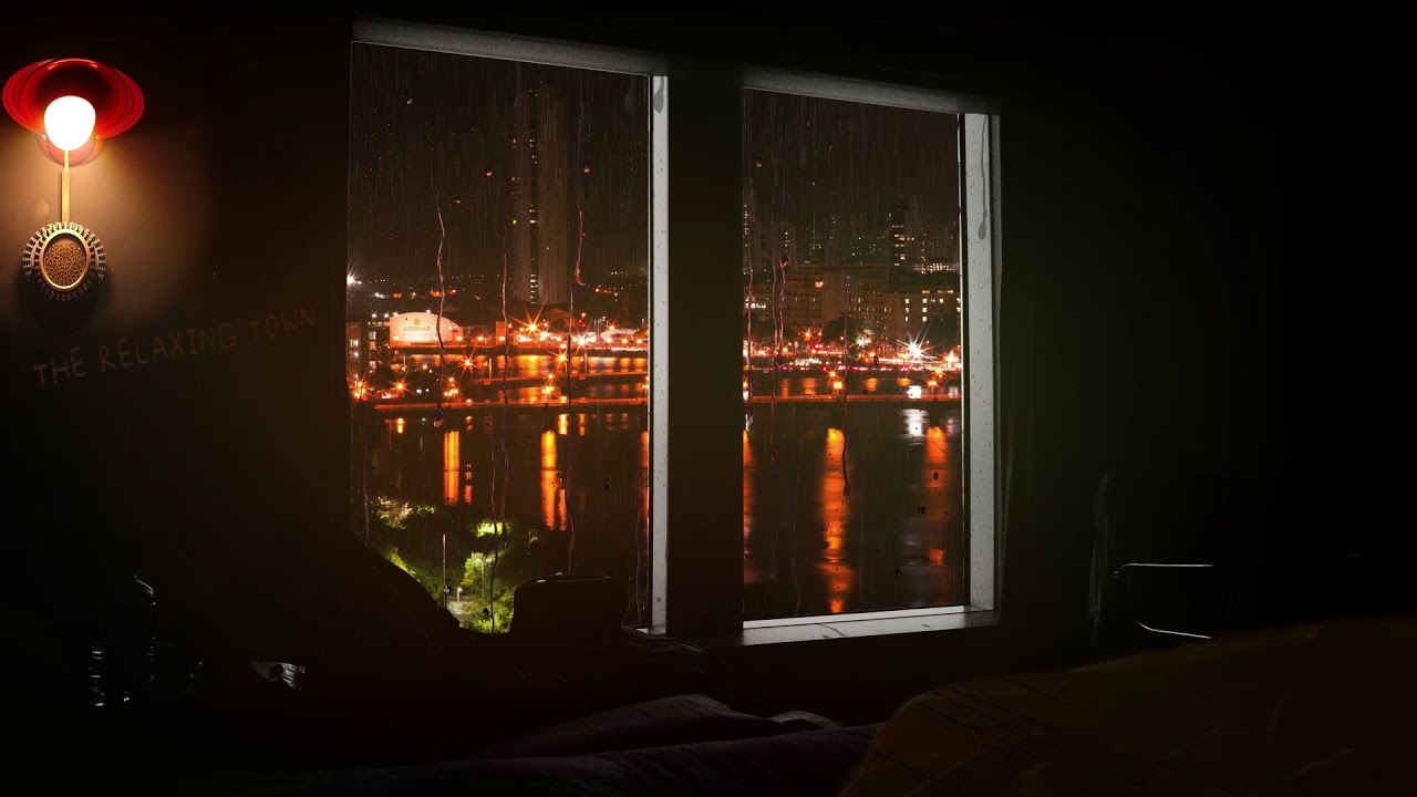 🎧 Cozy Ambience Bedroom - Rain On The Windows Of The Rainy Night View ...