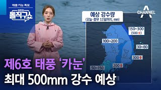 제6호 태풍 ‘카눈’ 최대 500mm 강수 예상 | 김진의 돌직구 쇼 1314 회