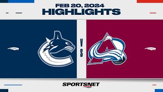 NHL Highlights | Canucks vs. Avalanche - February 20, 2024