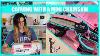 Saker 6” Mini Chainsaw Unboxing, Review and Carving! Kyra Waits #chainsawcarving #review #kyrawaits