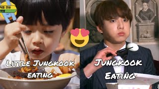 Little Jungkook Eating vs Jungkook Eating..😍😍🥰🤗🐰🐰💜