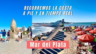 Paseo a pie en tiempo real por la costa de Mar del Plata. Walking tour along the Mar del Plata coast