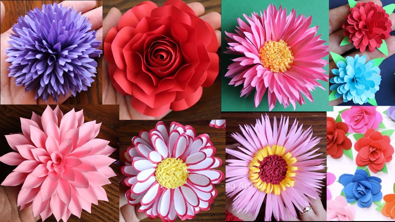 10 Simple And Beautiful Paper Flowers - Paper Craft - DIY Flowers ...