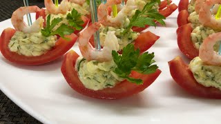 Закуска с креветками.  Вкусно и красиво. Shrimp appetizer. Delicious and beautiful.