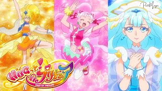 [1080p] Cure Yell, Cure Ange \u0026 Cure Étoile Transformation {Ver. Long} (HUGtto! Precure)