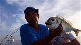 pesca 6 ORATE un POLPO 7KG gigante un BIG sarago PESCA a fondo top 2015 rock FISHING big bream