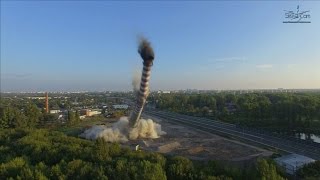 Huge explosion: 140m-high chimney detonated in Poland