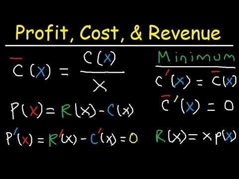 Marginal Revenue, Average Cost, Profit, Price & Demand Function - Calculus Marginal Revenue, Average Cost, Profit, Price & Demand Function - Calculus