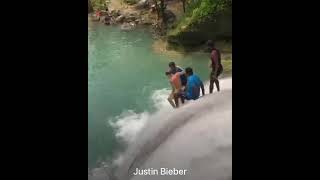 Jistin Bieber a tek time go in a di hole(blue hole in Jamaica)