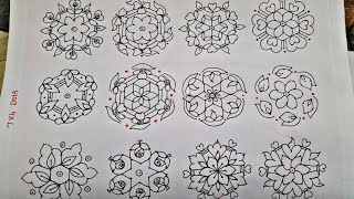 7×4 புள்ளி கோலங்கள்.  Easy dot kolam designs for beginners. Easy rangoli. Easy Dot kolam/ muggulu..