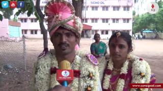 A newly wedded couple discharge their democratic duty at Kavundampalayam