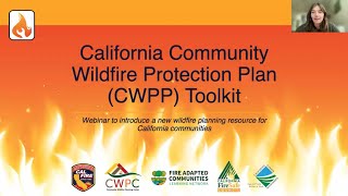 California Community Wildfire Protection Plan Toolkit Introductory Webinar
