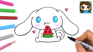 How to Draw Cinnamoroll Eating Watermelon | Sanrio