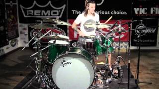 Greenbrier Percussion - Gretsch USA Custom 4pc Green Sparkle Drum Demo