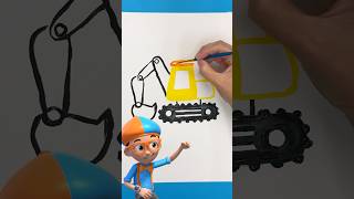 Easy Excavator Painting with Blippi! DIY Crafts for Kids! #blippi #shorts