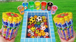 Football VS 7up Fruko Pepsi Pepsi vs Popular Sodas!! vs Coca Cola of Fanta And Mentos İn The Pool