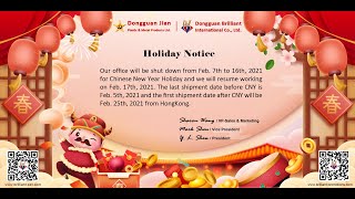 Happy Chinese New Year 2021— Greeting from Dongguan Brilliant International Co., Ltd.