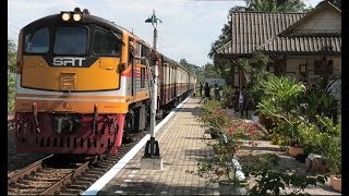 Lovely old 1963 GE Loco exchanging tokens at Maluan station - State Railway of Thailand