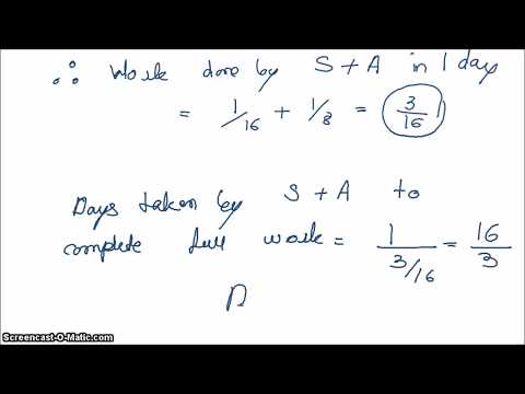 Video - QUANTITATIVE APTITUDE- Days taken by two people to do a work together Video - QUANTITATIVE APTITUDE- Days taken by two people to do a work together