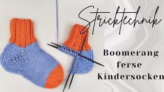 Boomerangferse stricken - Kindersocken in 3 Größen