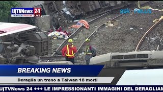 Deraglia un treno a Taiwan, le impressionanti immagini aeree, il video dall'alto